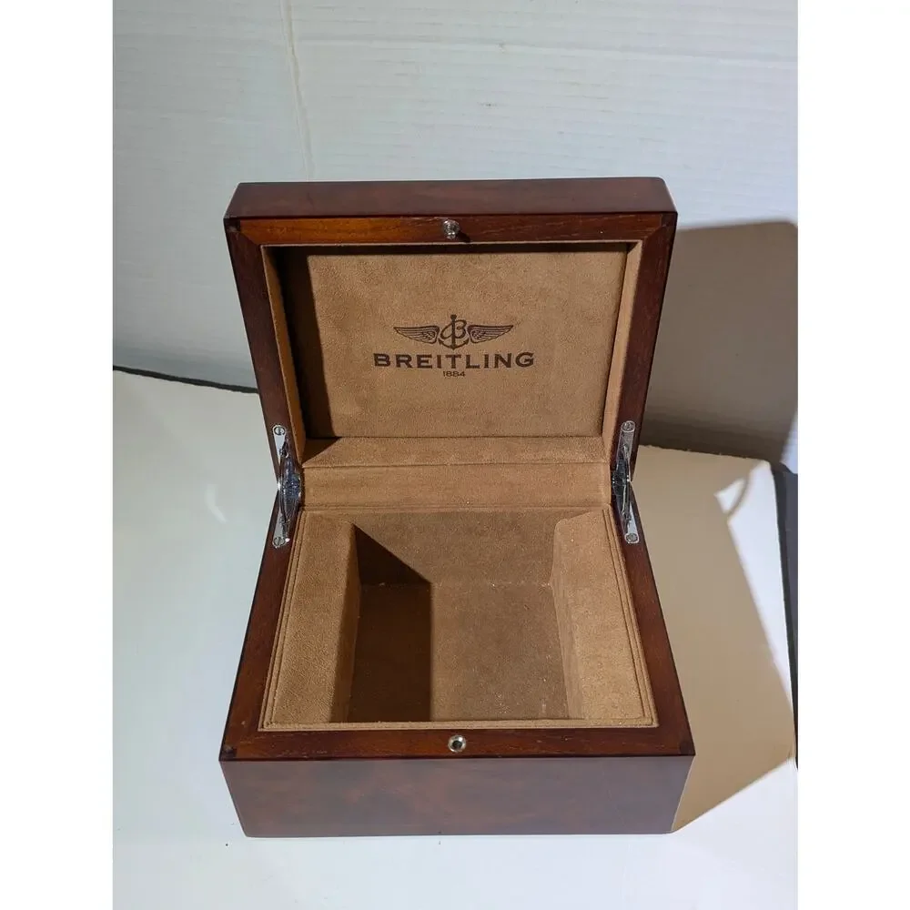 Breitling Luxury Burl Wood Watch Presentation Box High Gloss Timepiece Display - Picture 10 of 12